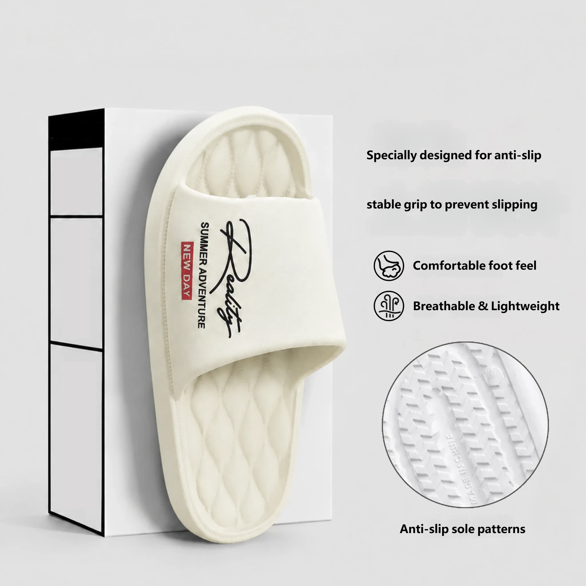 Women Letter Print Home Slippers Summer EVA Soft Slides Anti Slip Lightweight Indoor Bathroom Casual House Shoes