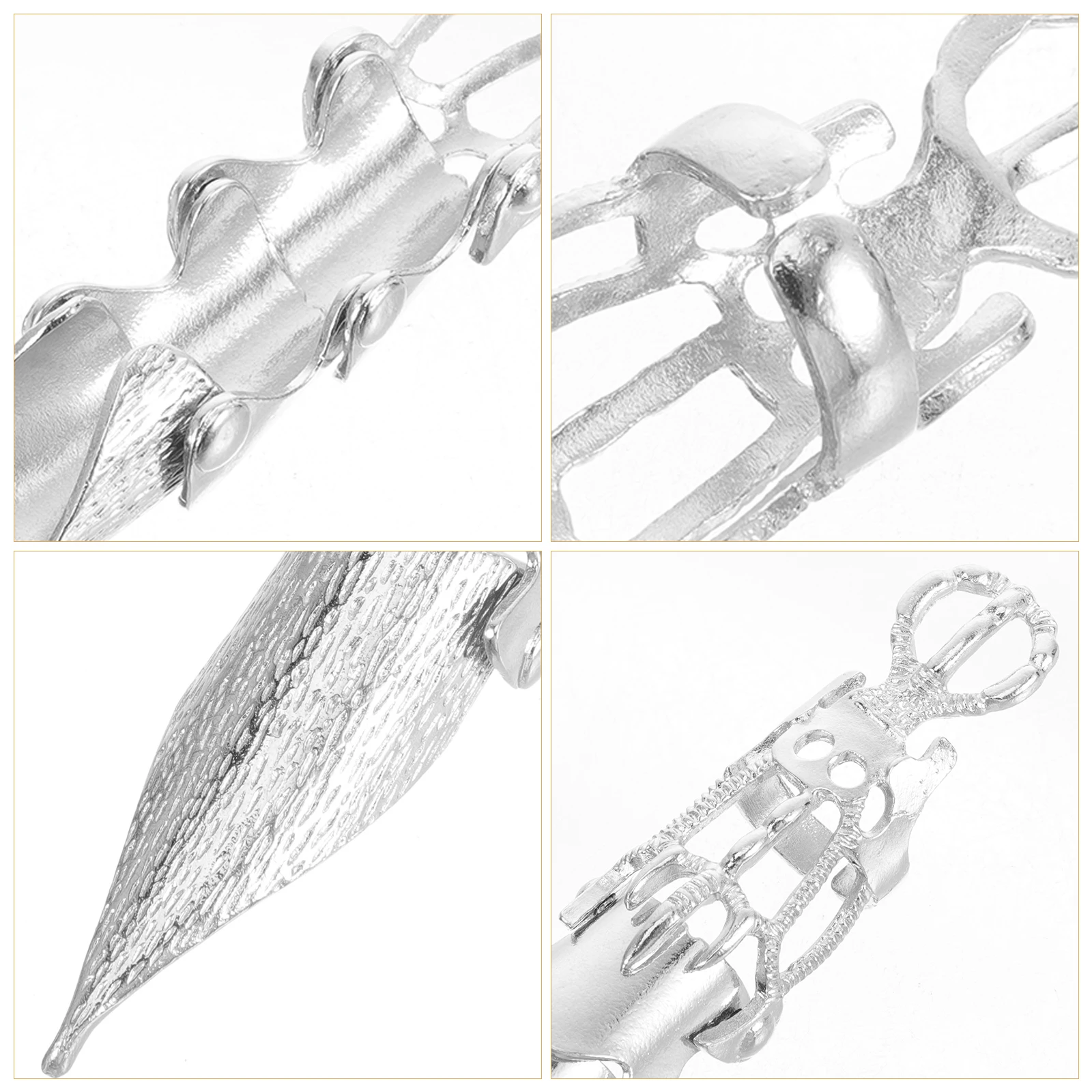 

2pcs Extra Long Finger Joint Rings Adjustable Punk Style Metal Goth Fashion Jewelry Accessories For Party Halloween Festival