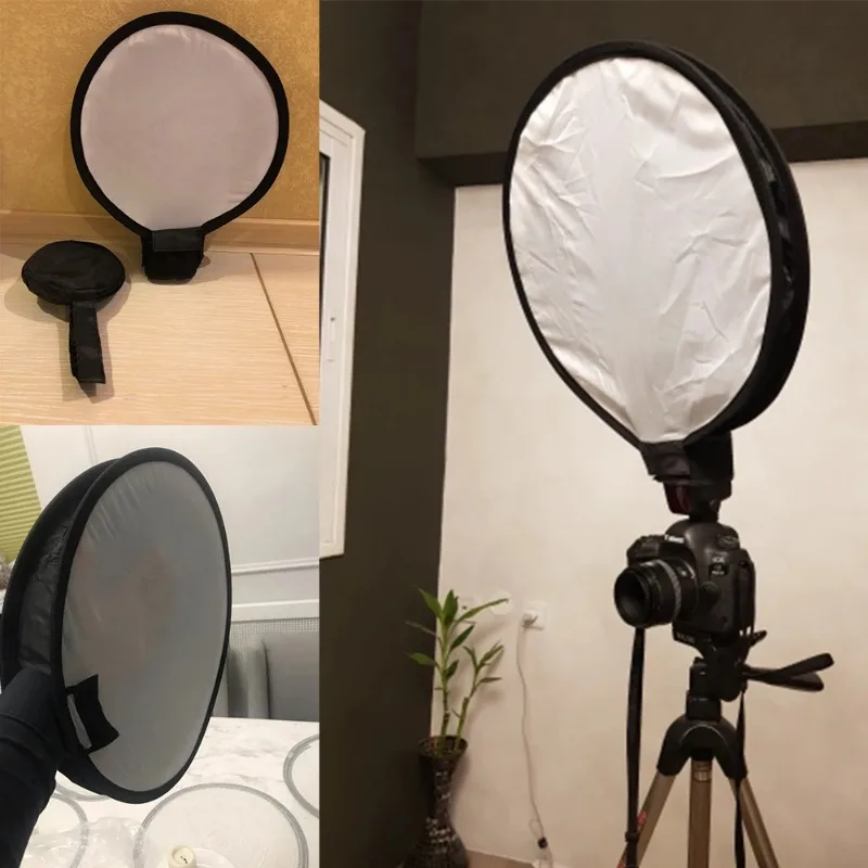 Складной мини-софтбокс, 12 дюймов 30 см/15 дюймов 40 см, Круглый софтбокс для студийной съемки, рассеиватель для вспышки, софтбокс для Nikon, Canon, Yongnuo, Sony Speedlight