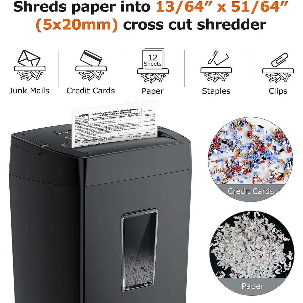 Bonsaii Cross Cut Paper Shredder, 5.5 Gal, Heavy Duty, para Papel, Cartão de Crédito, Correios, Casa, Escritório, 12 Folhas