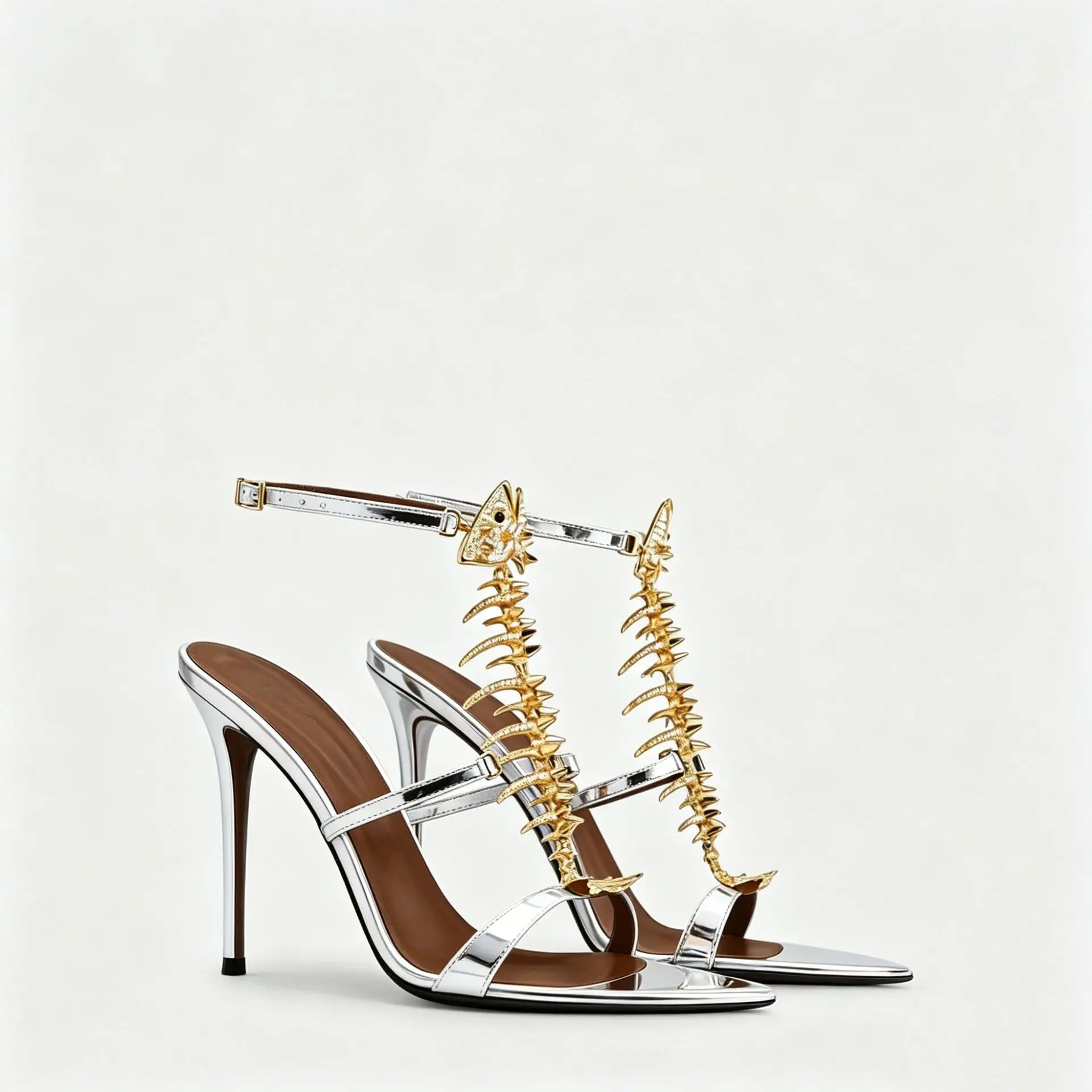 Bling Rhinestone Fish Bone Pointed Toe Fashion Lady Summer Sandals Stiletto High Heels Buckle Strap Design Large Size Shoes view 6