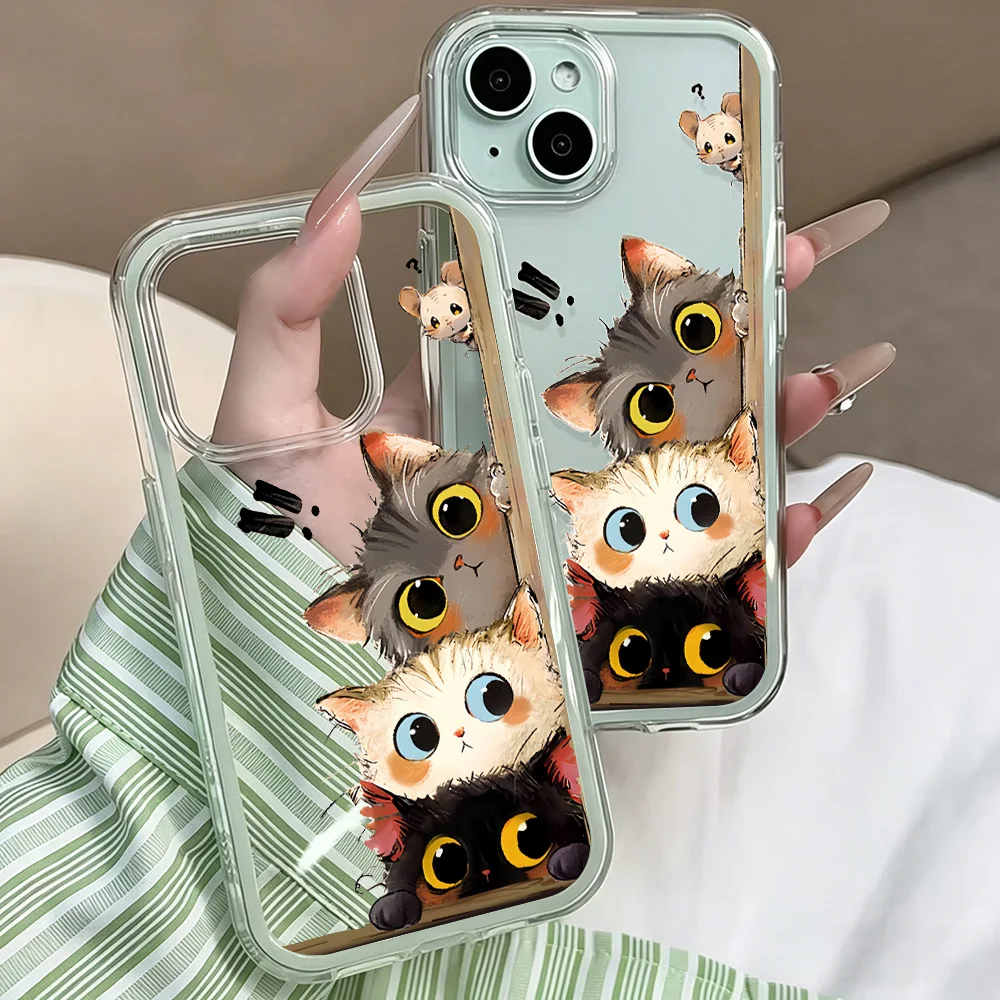 Niedliche lustige Katze Transparente Handyhülle für iPhone 17 13 16 15 11 12 14 Pro Max 17 Air XR X Hülle Silikon Weiche Stoßfeste Abdeckung – Detail 5