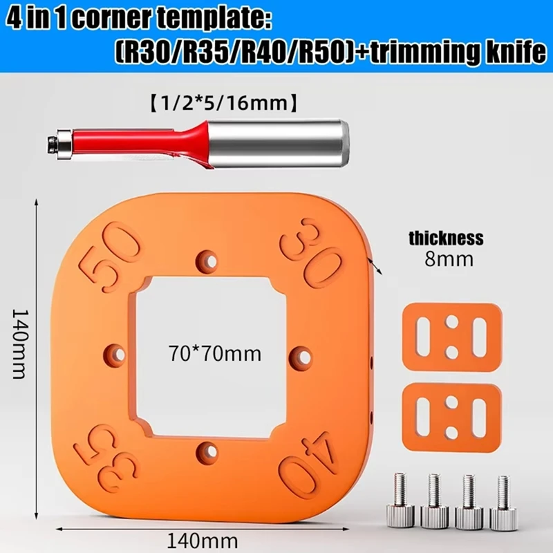 A81M New Woodworking Router Corner Radius Templates Jig Routing Curved Corners Milling Circular Radian Hardness Tool