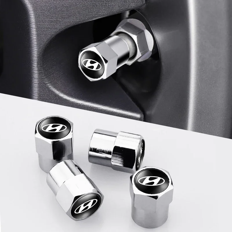 4 قطعة عجلة تصفيف السيارة الجذعية الهواء الإطارات صمام الإطارات قبعات شعار غطاء لشركة هيونداي إلنترا جيتز كريتا I30 IX25 IX35 اكسسوارات السيارات