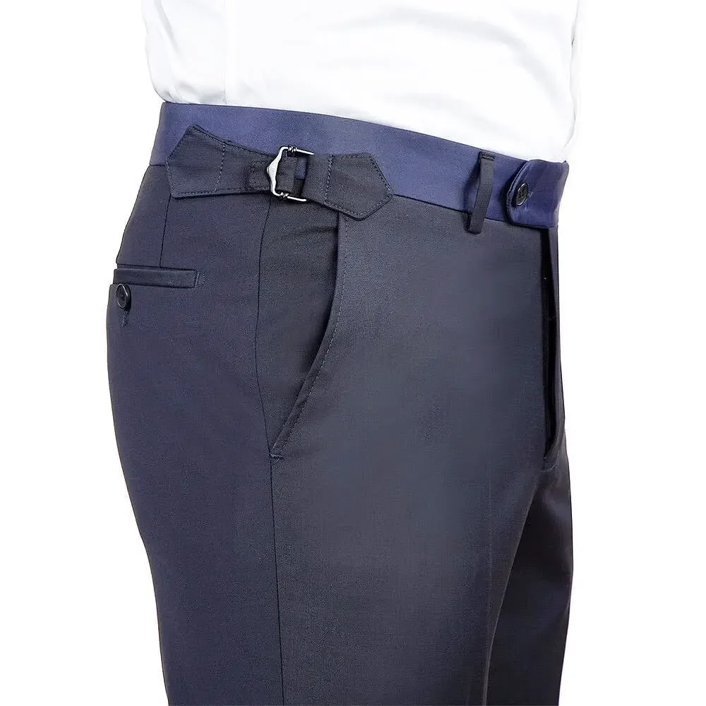 

Brand New Navy Blue Pants Straight-Fit Trousers Mens/Bridegroom/Best Man Wedding/Evening Plain Front Pant Pantalones Hombre