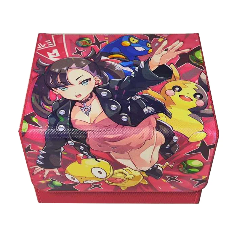 PTCG Trainer Marnie Collection Card Storage Box High-End Pu Leather Magnetic Card Box Marnie Anime Cards Gift Toys 100+ on side