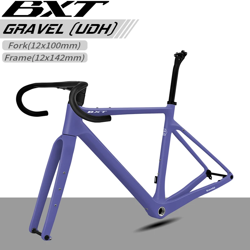 

BXT Carbon Fiber Gravel Bike Frame with Carbon Fiber handlebar and seatpost UDH hanger MTB/Road Bike Frameset