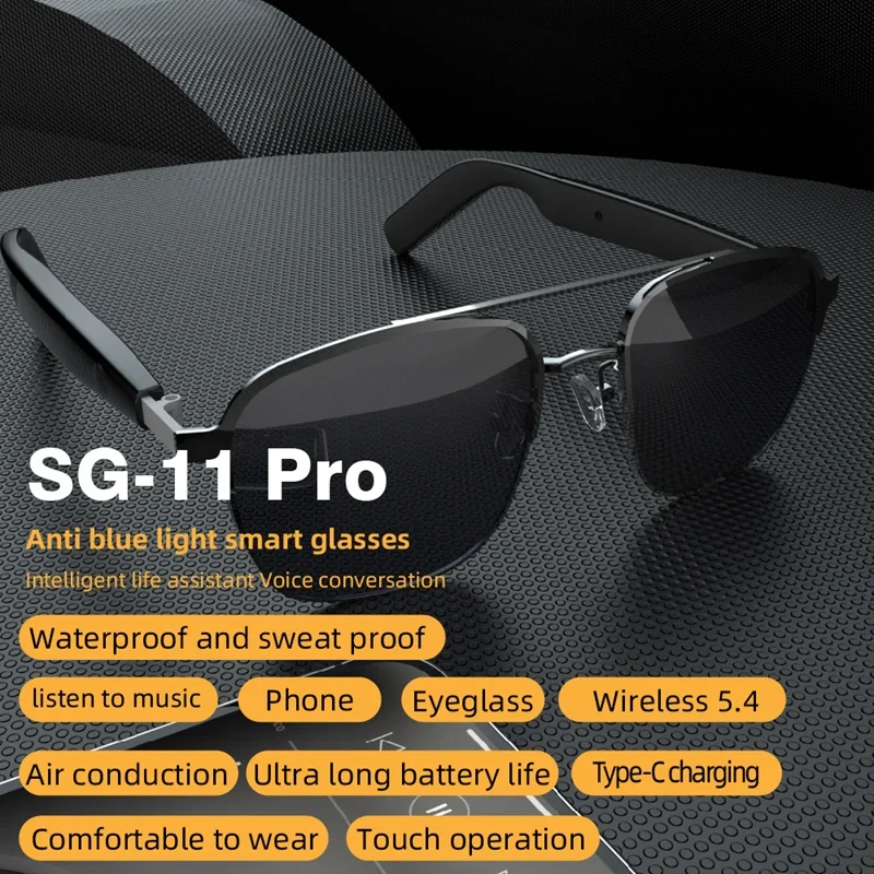 

Солнцезащитные очки SG11 PRO, многофункциональные модные легкие очки с защитой от синего света, воспроизведение музыки, умная беспроводная Bluetooth-гарнитура