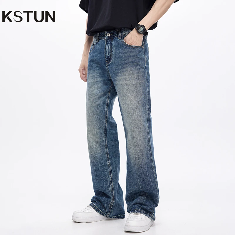

KSTUN Men's Jeans Flared Pants Boot Cut Trousers Male Denim Pants Casual Streetwear Mens Clothing 2025 New Americian Style