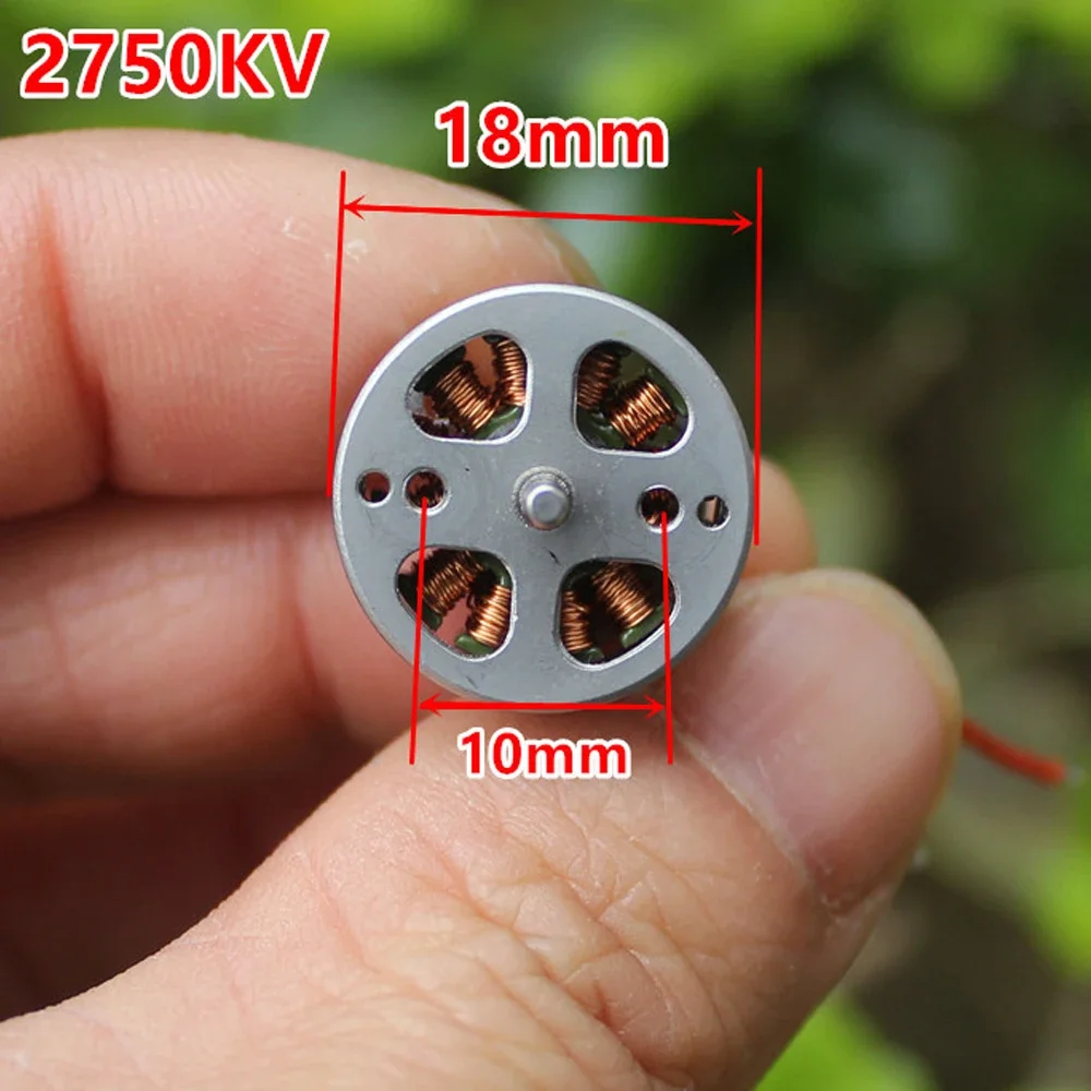 Dc 7.4v 2750kv mini 18mm motor sem escova trifásico de alta velocidade 2s-3s 2mm eixo bldc pequeno rc drone fpv quadcopter motor de aeronave