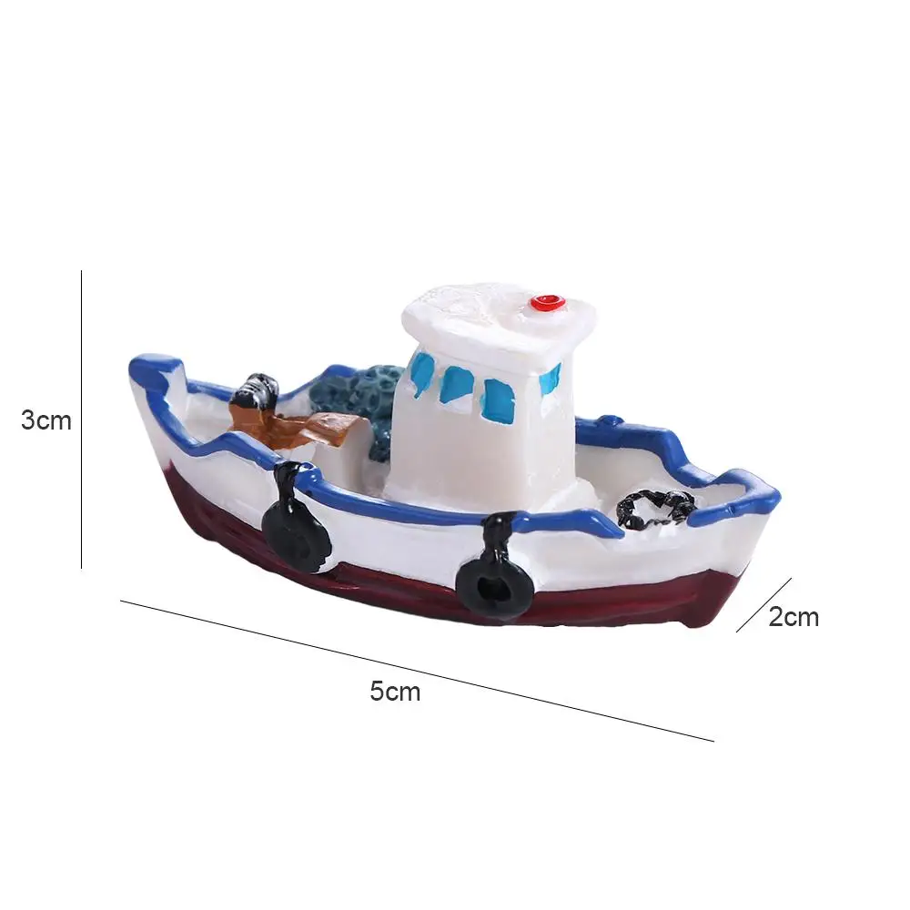 Fishing Boat Birthday Gift Sand Table Game DIY Micro Landscape Fishing Ship Toy Yacht Boat Boat Model Tabletop Ornaments