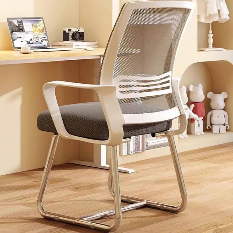 Chaise de Bureau Ergonomique Nordique avec Support Arrière, Mobilier de Gaming Confortable et Blanc