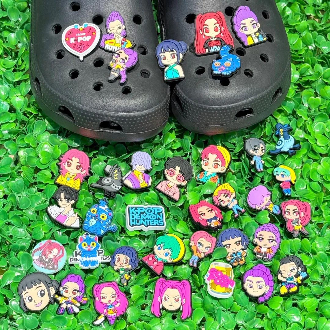 36-100pcs KPop Demon Hunters Shoe Charms PVC Accessories DIY Shoes Buckle Decorations fit Wristband Party Kids Gifts image 3