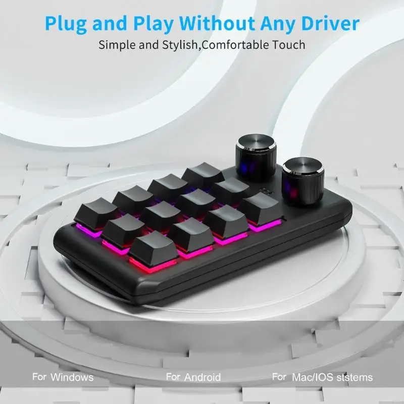 LX0B RGB Keyboard Programmable Macro клавиатура 12-ключ Mini Macropad