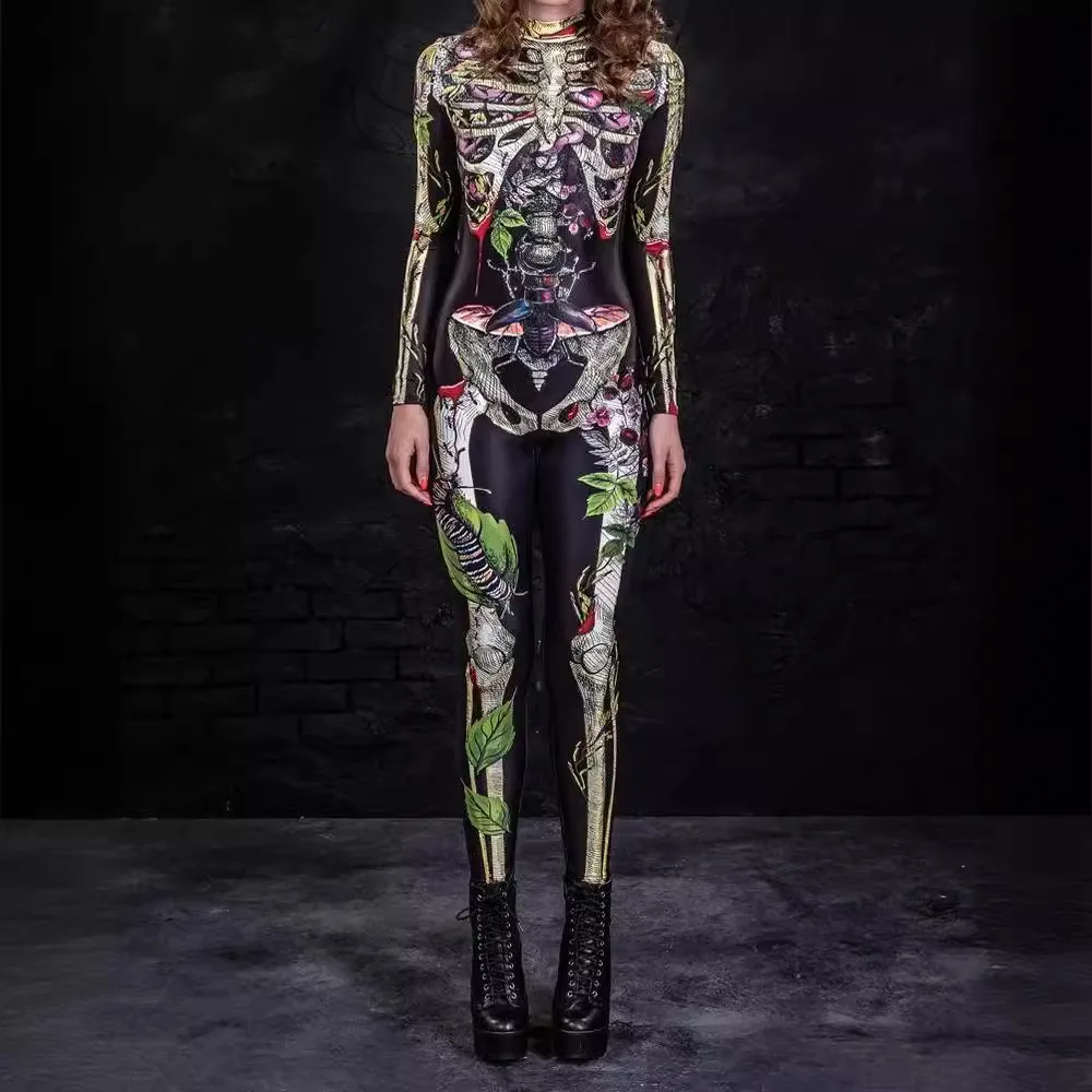 

Unisex Cyber Punk 3D Digital Printing Halloween Party Role Play Jumpsuit Outfit Women Men Cosplay Costume Carnival Bodysuit