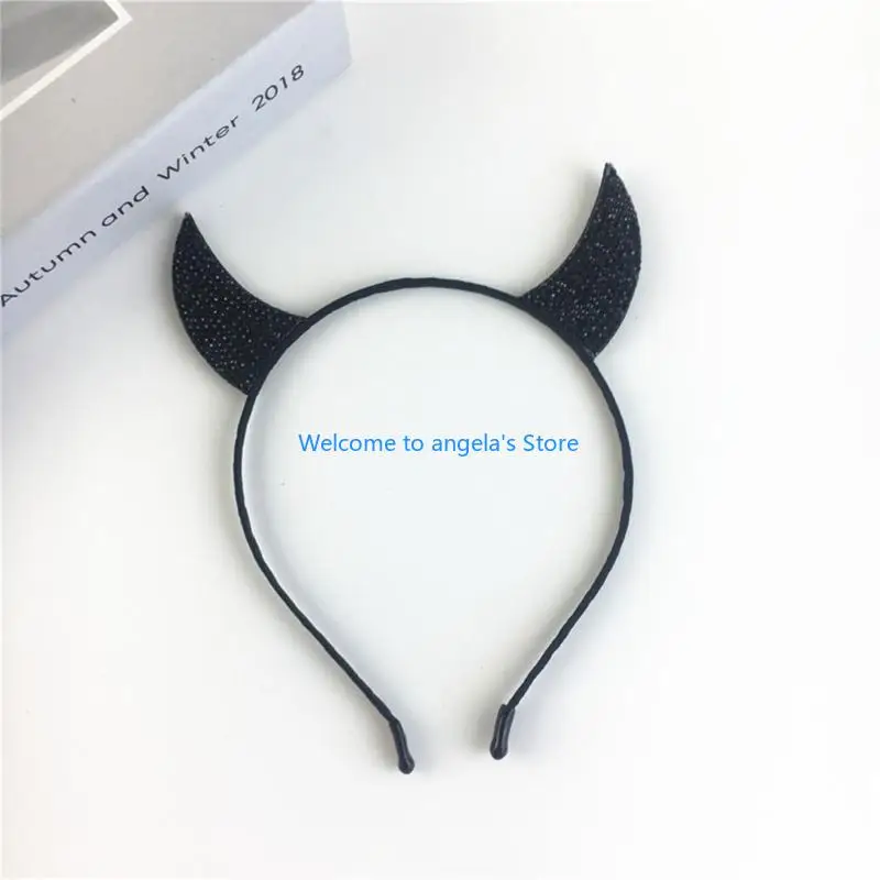 X4YC Halloween Party Hair Hoop Shining Devil Horns Headband Halloween Headwear
