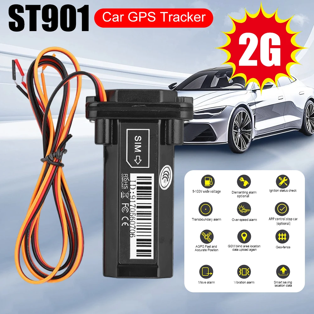 

ST-901 Водонепроницаемый GPS-трекер для мотоциклов и автомобилей с функцией отключения питания, отслеживанием в реальном времени, оповещением о вибрации и превышении скорости