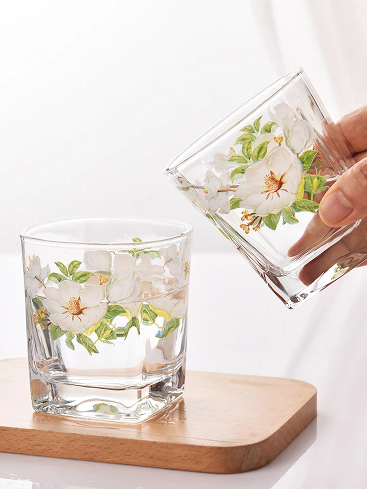 

Thiened Glass Cup Heat Resistant Drinking Water Milk Beer Cup Square ape Home Use Freener Sle Korean Sle Antibacterial
