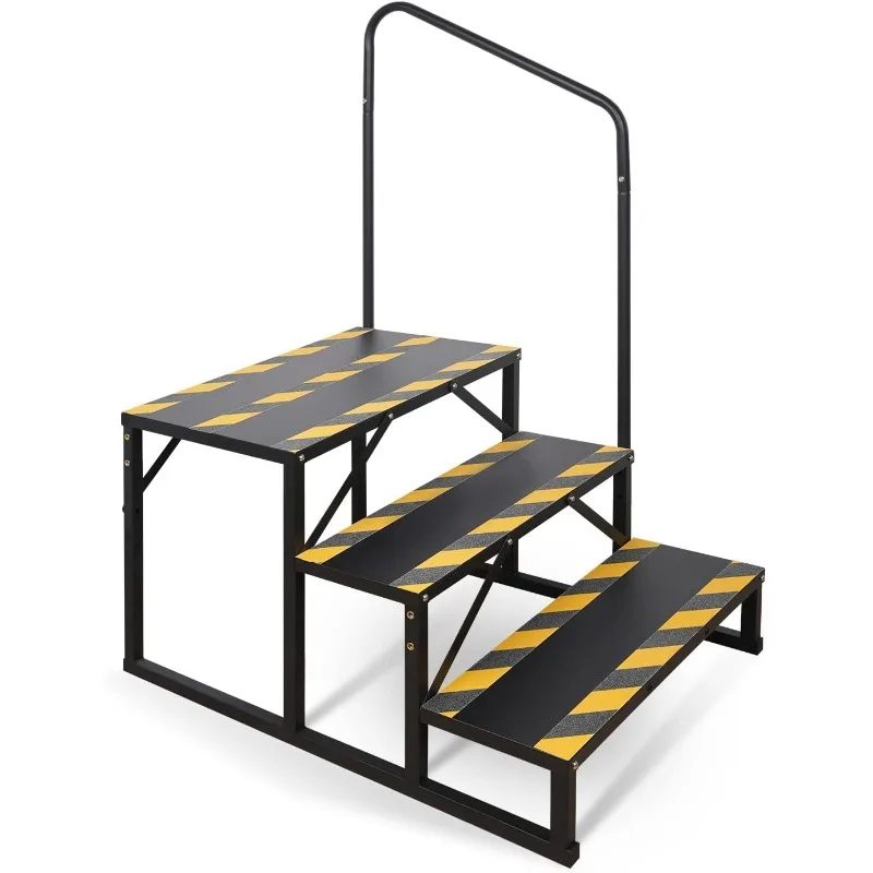 

3 Step RV Stairs, Hot Tub Steps, Outdoor Spa Step Ladder with Handrail,Portable Economy 5th Wheel Stair for Travel Trailer, Moto