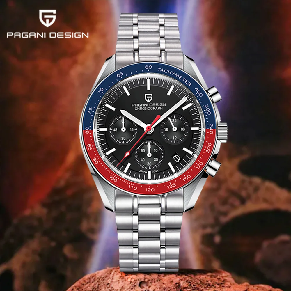 

2026 новые мужские часы Pagani, роскошные кварцевые часы с хронографом, модные спортивные часы с сапфировым стеклом из нержавеющей стали, мужские часы