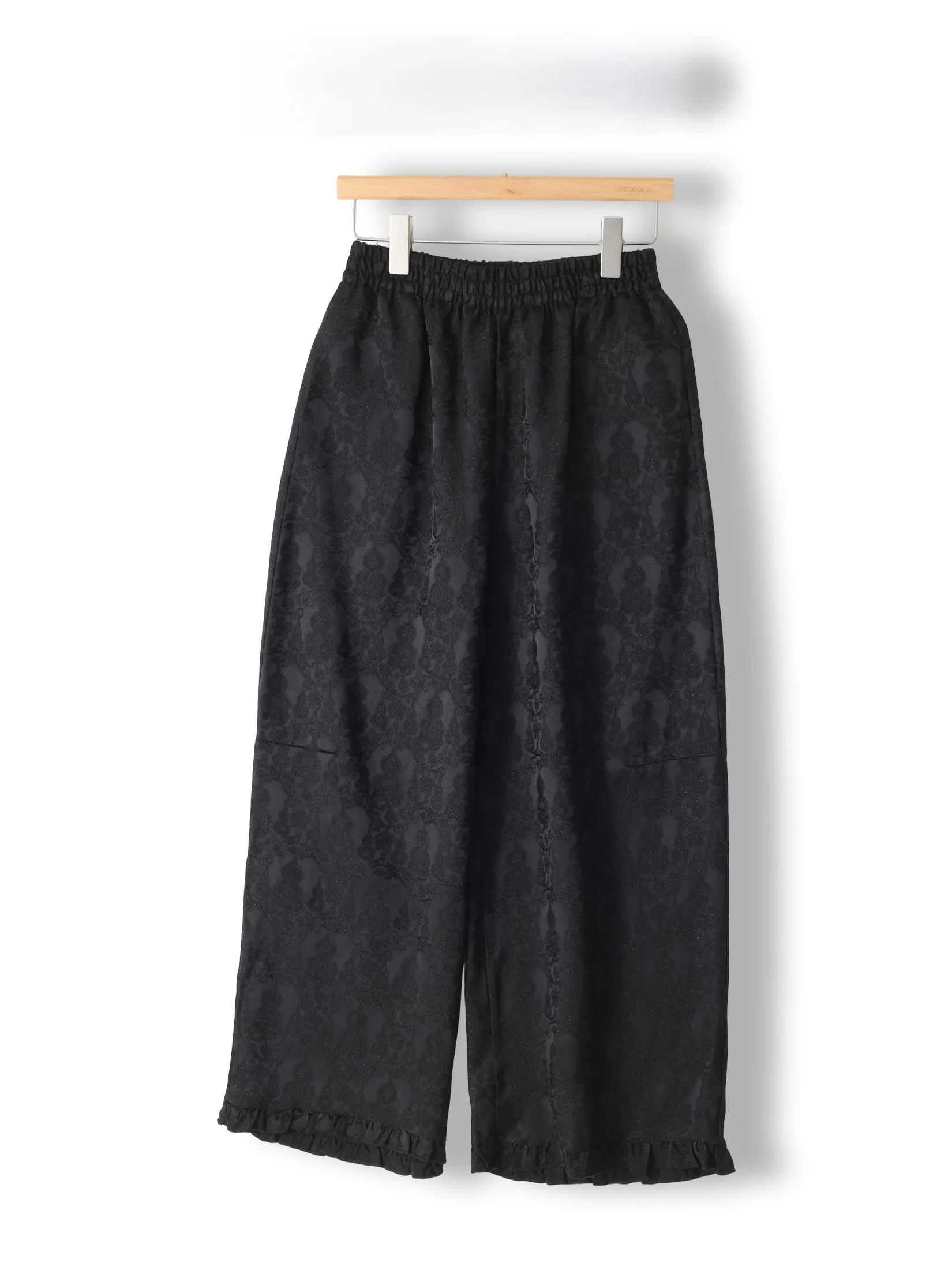 

Chinese Style High Waist Wide Leg Nine Pants Women's Casual Black Elastic Waistband Fashionable And Versatile Loose Fit Trousers