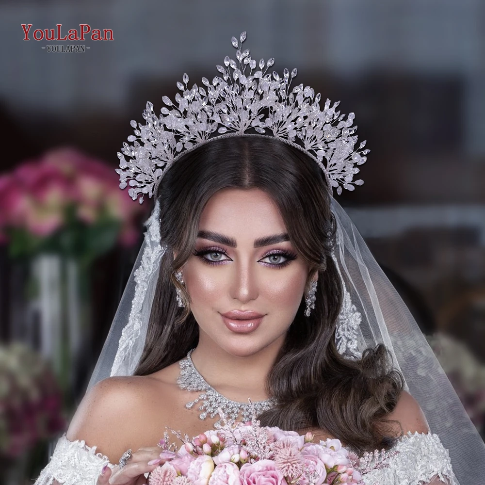 

YouLaPan Luxurious Bridal Wedding Rhinestone Crown Handmade Suitable Exquisite Ladies Banquets Dance Party Hair Ornaments HP361