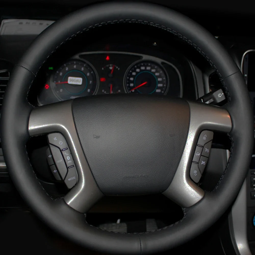 Chevrolet Captiva 2007-2014 Silverado GMC Sierra 2007-2013 Daewoo 용 DIY 마이크로 파이버 가죽 자동차 핸들 커버 사용자 정의