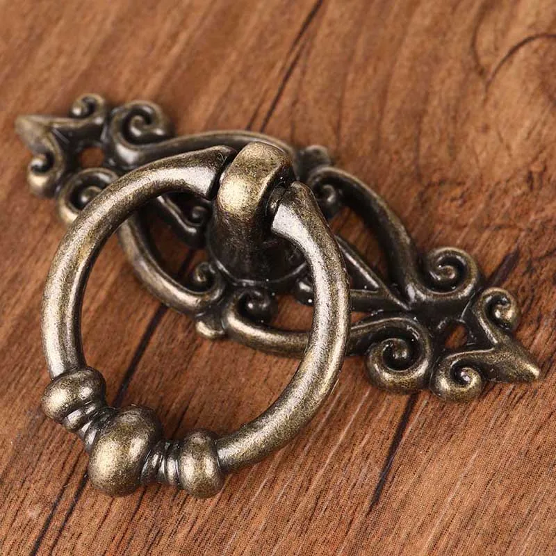 Retro Zinc Alloy Kitchen Drawer Cabinet Door Handle Furniture Knobs Hardware Cupboard Antique Pull Handles Bronze Tone + Screw