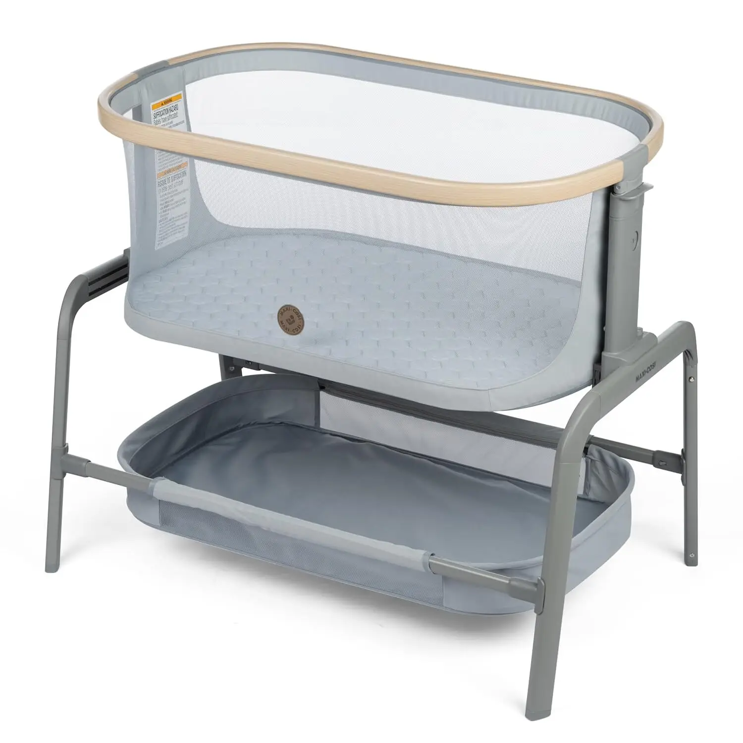 Bassinet Classic Slate: Portable Baby Bassinet, Infant Bedside Sleeper Crib, Height Adjustable, Breathable Mesh