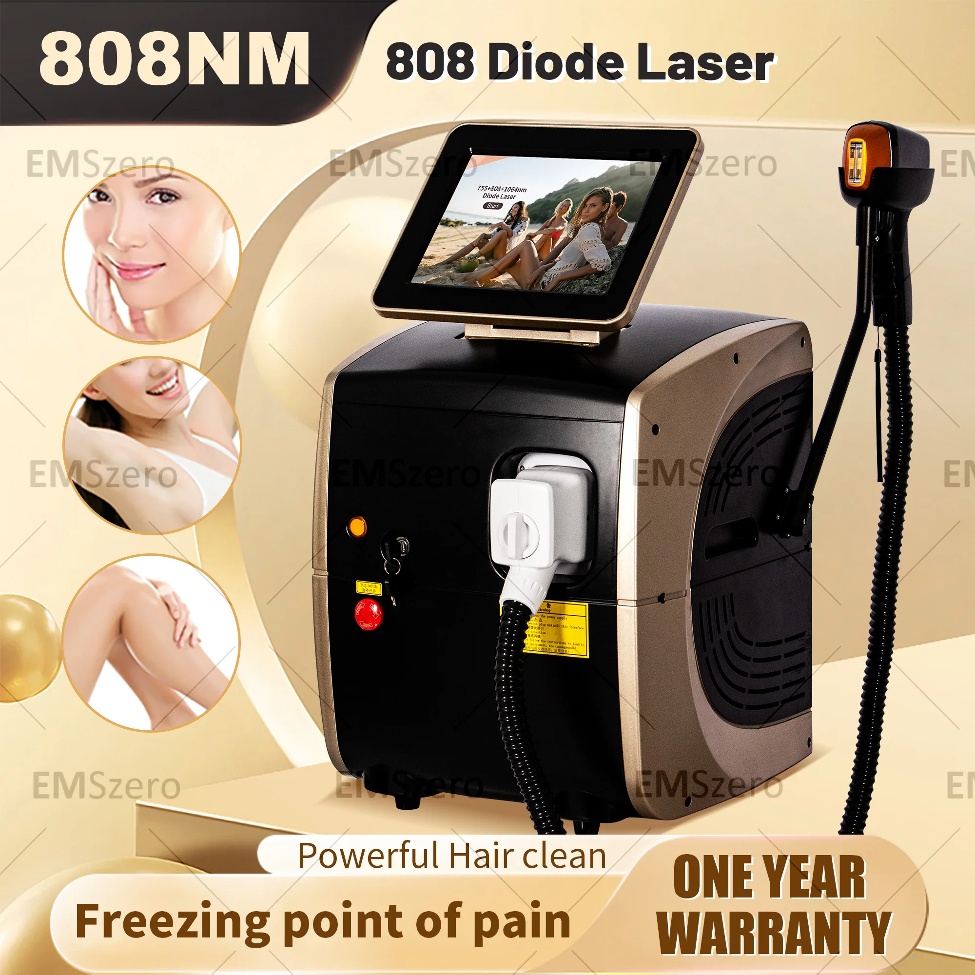 

Diode laser hair removal TUV CE certified Ice Platinum 3 wavelength 808nm 755 1064nm, comfortable, painless and fast