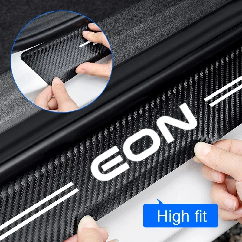 Carbon Fiber Car Styling Rear Tail Trunk Door Sill Threshold Scuff Plate Film Stickers For Hyundai EON Bagde Decals Accessories