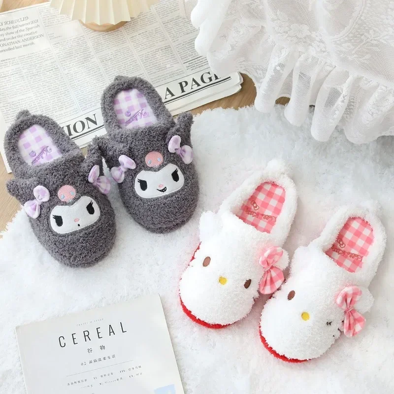 

Hello Kitty Anime Kawaii Sanrio Size 38 39 Cotton Slippers Cute Cinnamoroll Kuromi Cartoon Casual Shoes Gifts for Girls