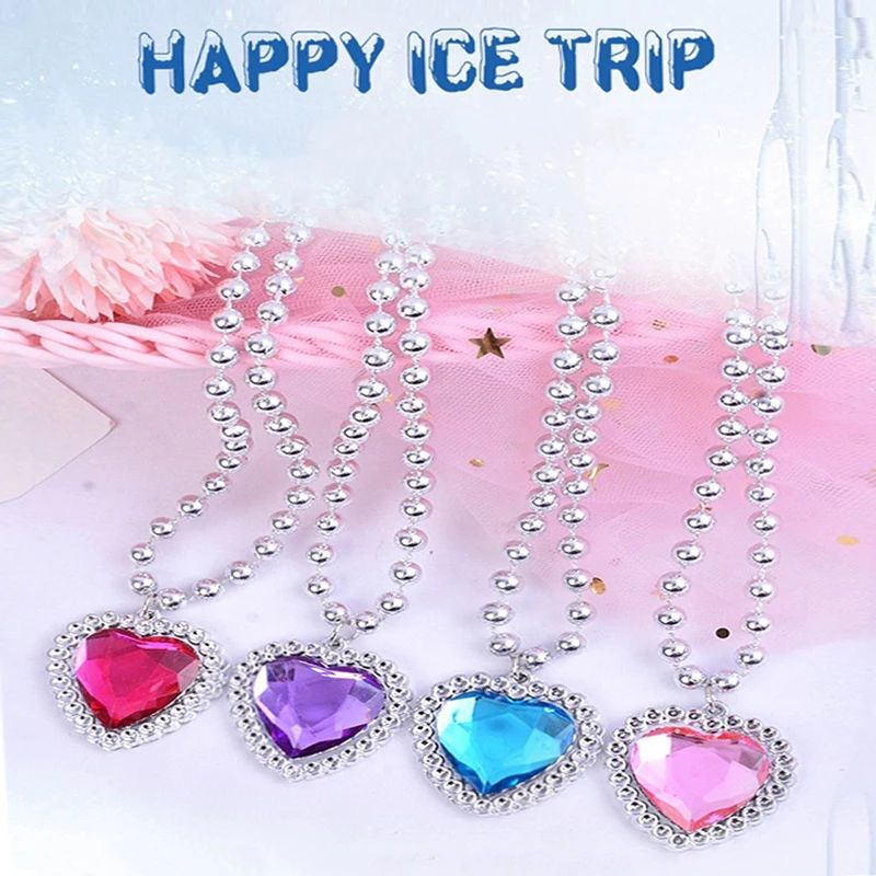 

Simulation Gemstone Heart Necklace Girls Jewellery Peach Heart Necklace Children's Play House Princess Dress Up Toys Accessories