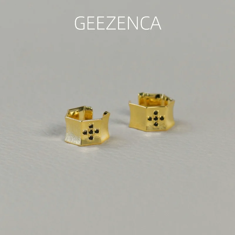 

Серьги-клипсы GEEZENCA из стерлингового серебра 925 пробы с фианитом, 5 А, унисекс, в стиле панк, уникальные серьги без пирсинга, новинка 2024, искусственный подарок