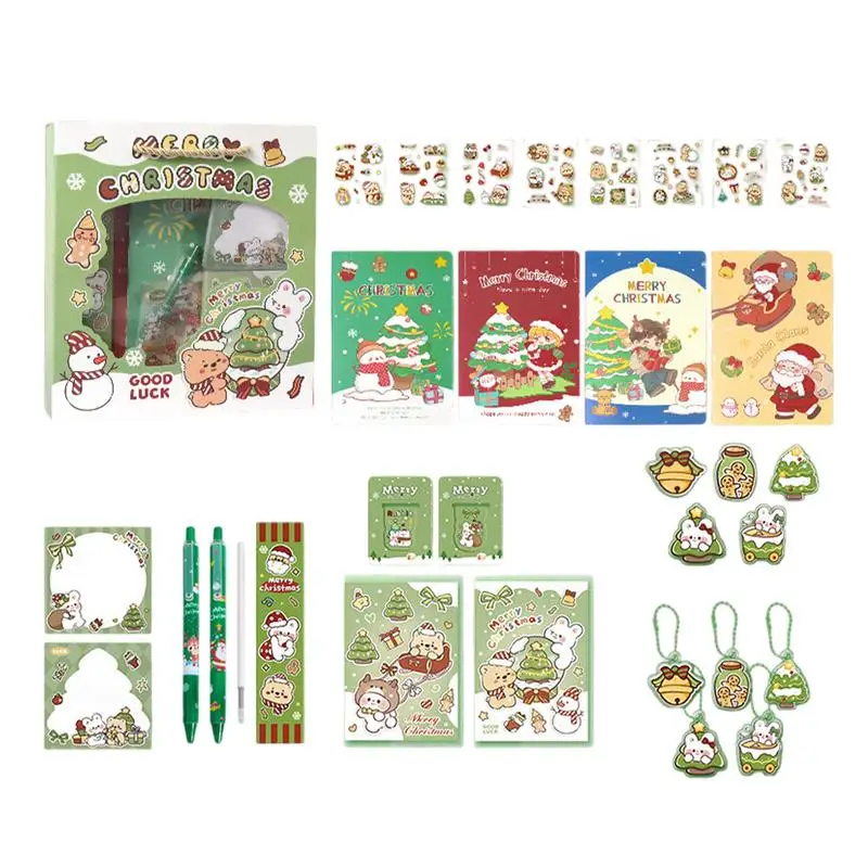 Милые канцелярские принадлежности для детей, рождественские забавные канцелярские принадлежности для студентов, милые детские канцелярские принадлежности, красочные канцелярские принадлежности с сумкой для подарков