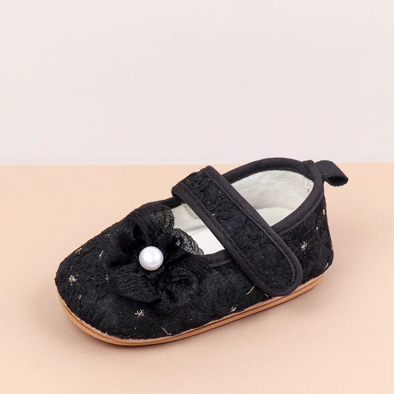 

Spring Baby Girls Princess Toddler Shoes 0-18M First Walking Flower Design with High Quality Embroidery And TPR Sole