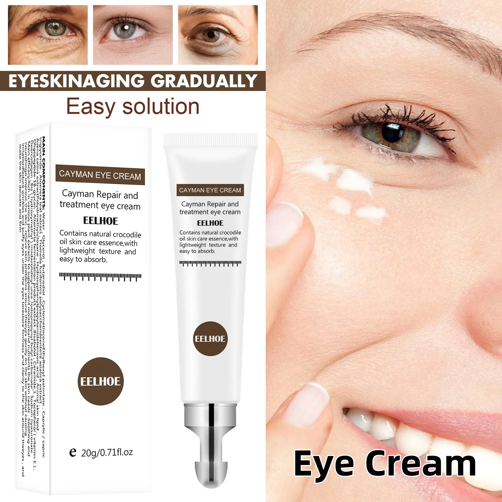 

jojoba oil eye cream reduces eye bags, wrinkles, and dark circles, nourishes, moisturizes, brightens, and tightens the skin