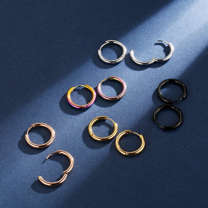 1 Paar 8-20mm Trendige Kleine Creolen für Damen/Herren Zierliche Runde Edelstahl-Ohrclips Piercing-Schmuck – Detail 9