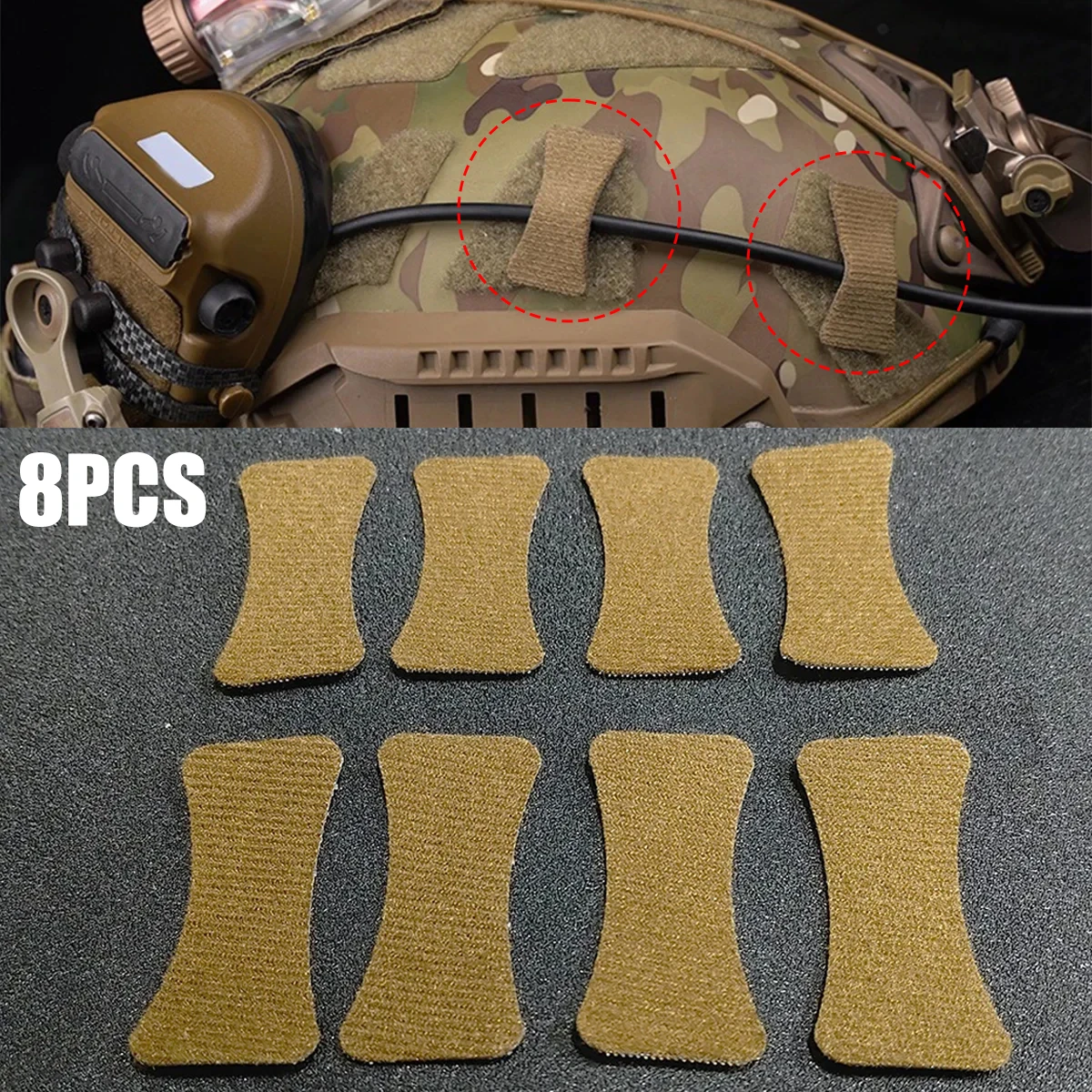 

Helmet Cable Management Stickers Kits NVG Comms Wires Cord Collected Organizer Hook&Loop Straps Helmet Accessories Lightweight