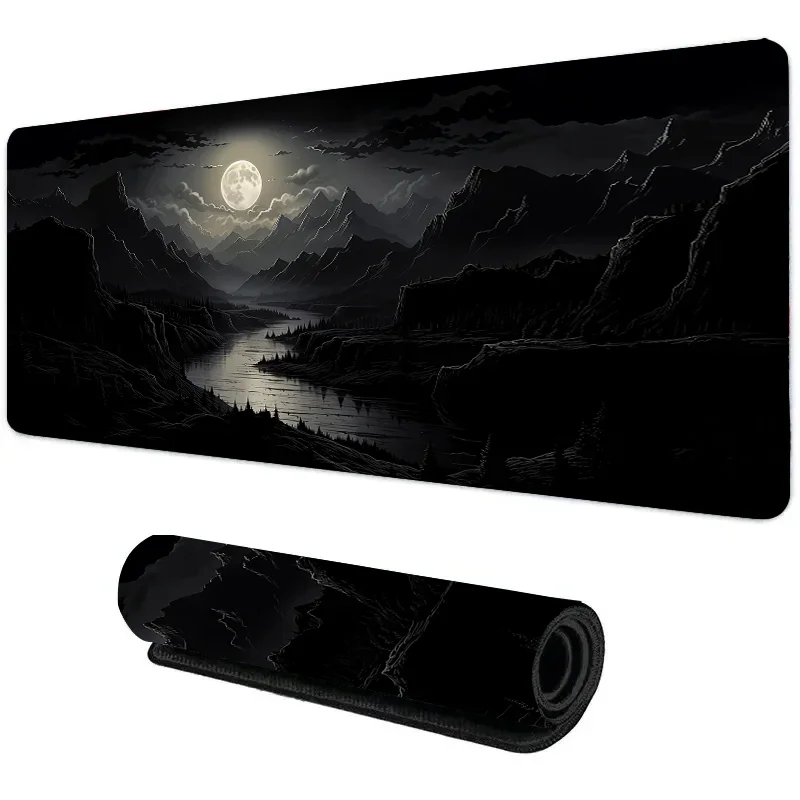 

Night Moonlight Large Mouse Pad 900x400 Non-slip Esports Desk Mat Game Player Desktop Accessories Black Office Table Decoration