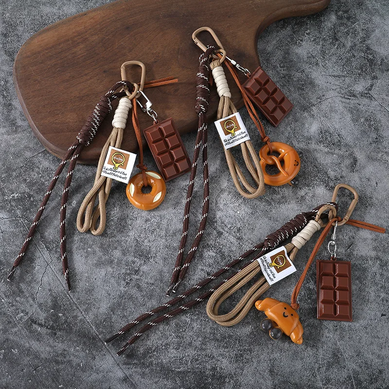 Alkaline Water Bread Keychain for Bagel Melting Style Pretzel Keyring Small Hanging Ornament Creative Practical Gift