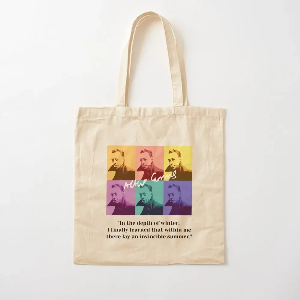 

Philosopher Albert Camus quotes pop art Tote Bag cute tote women