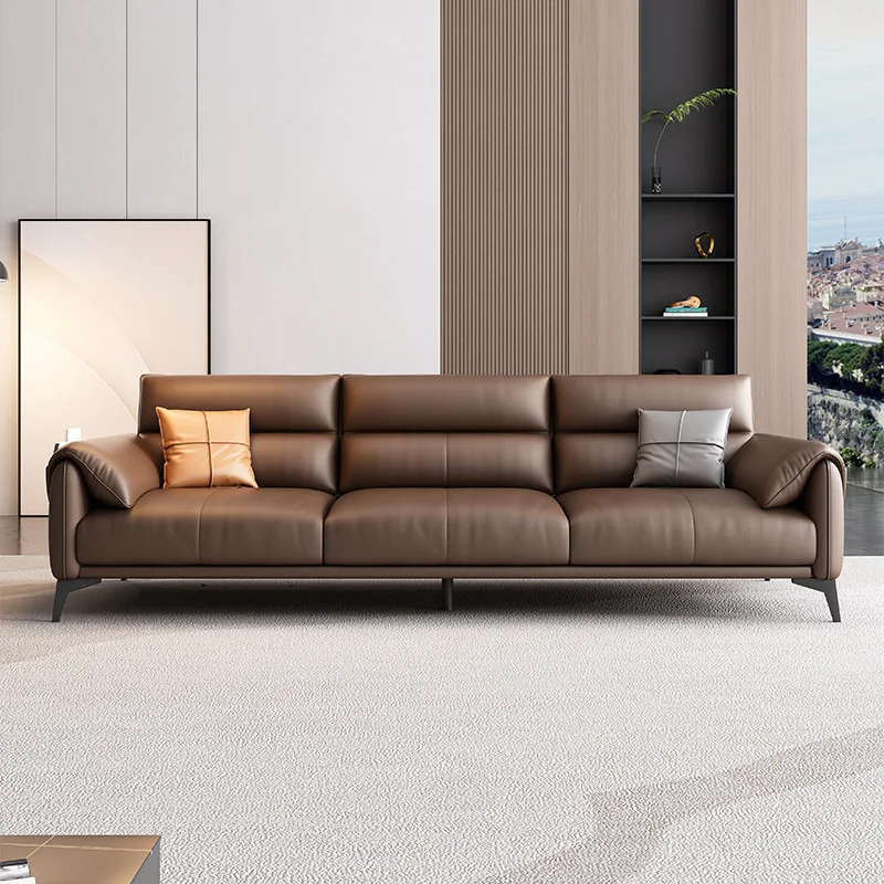 Office sofa leather modern simple business reception room meeting area leisure negotiation three-person combination coffee table