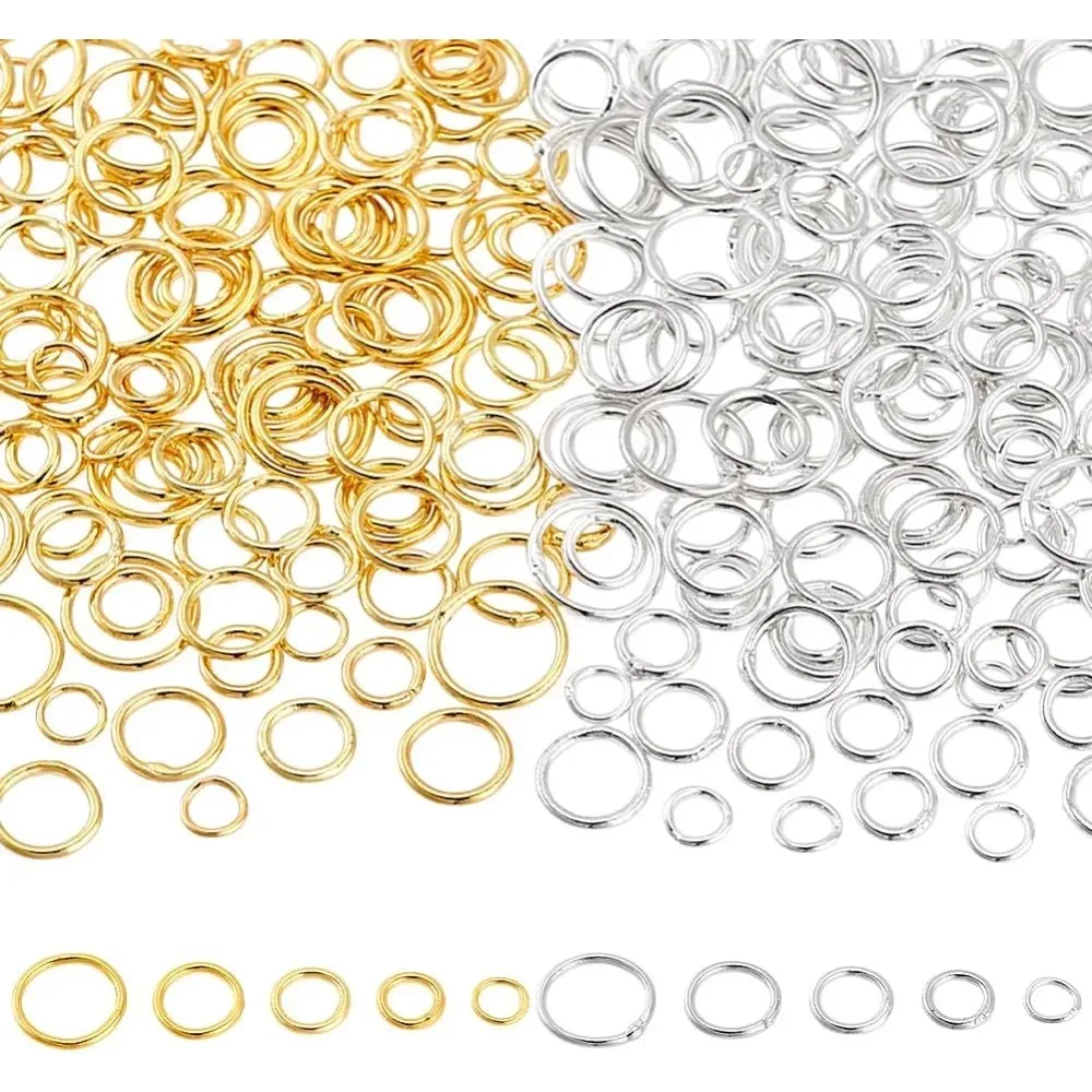 

300pcs Brass Jump Rings 5/6/7/8/10mm 5 Sizes Easy to Use Jewelry Making
