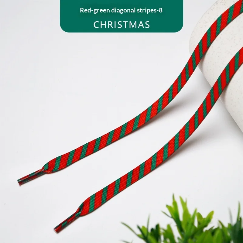 1 Pair 120cm Flat Christmas Pattern Shoelaces Xmas Sock Hat Letter Print Replacement for Sports Casual Shoes