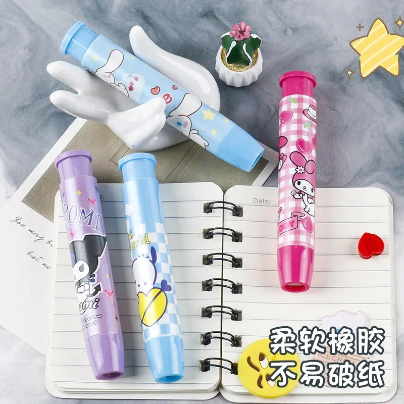 Sanrio Hello Kitty Cinnamoroll push-on eraser for girls, cute cartoon eraser for elementary and middle school students to learn