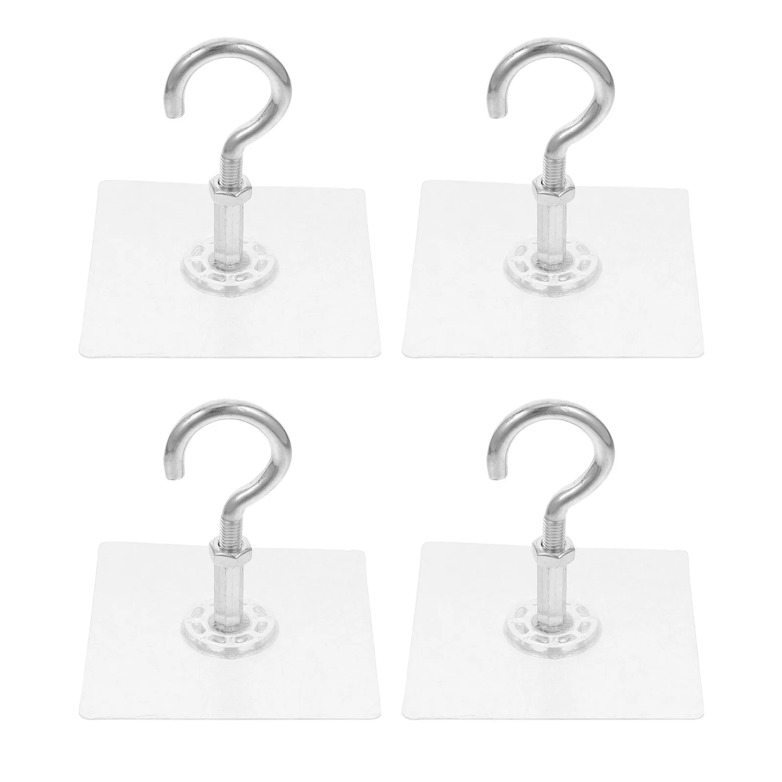 

4pcs Self Adhesive Ceiling Hooks Heavy Duty Transparent for Plants Lights Flower Pots Wind Chimes Nets Versatile Use Smooth