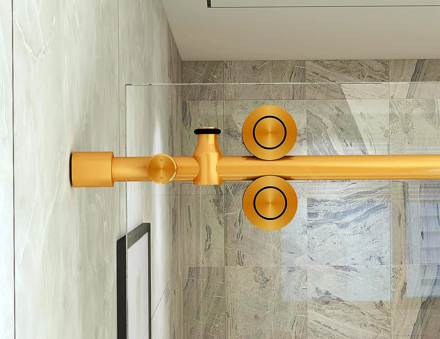 Imagem -02 - Diyhd-frameless Glass Shower Door Hardware Bronze Deslizante Trilho Room Kit 5ft 6.6ft