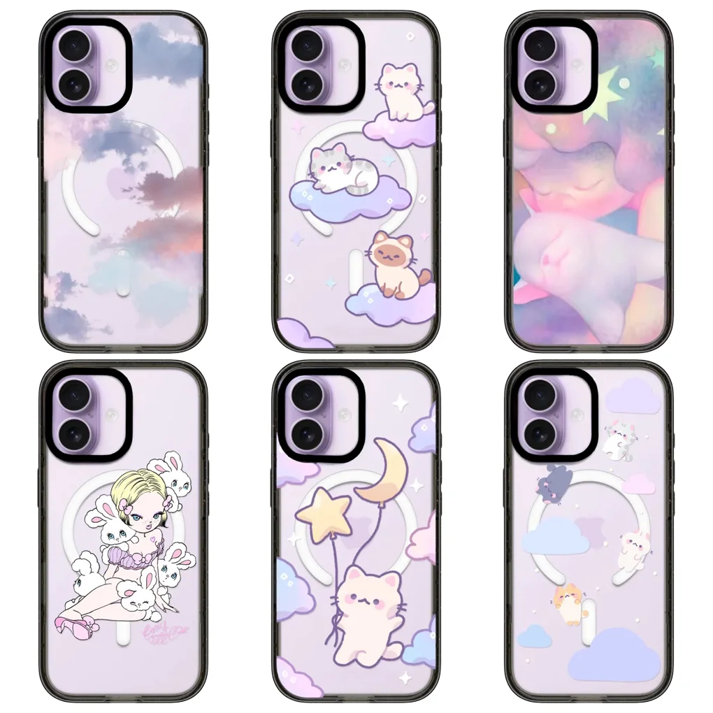 

Multicolor Cloud 2.0 Acrylic Black Border Phone Cover for IPhone 12 13 14 15 16 17 Pro Max Case for IPhone 17 Air