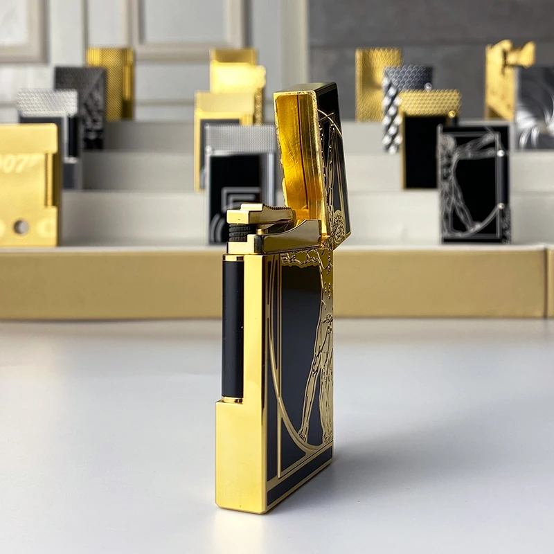 New Commemorative Edition Luxury Butane Lighter Single & Double Flame Ping Sound Natural Paint Cigarette Smoker 18122